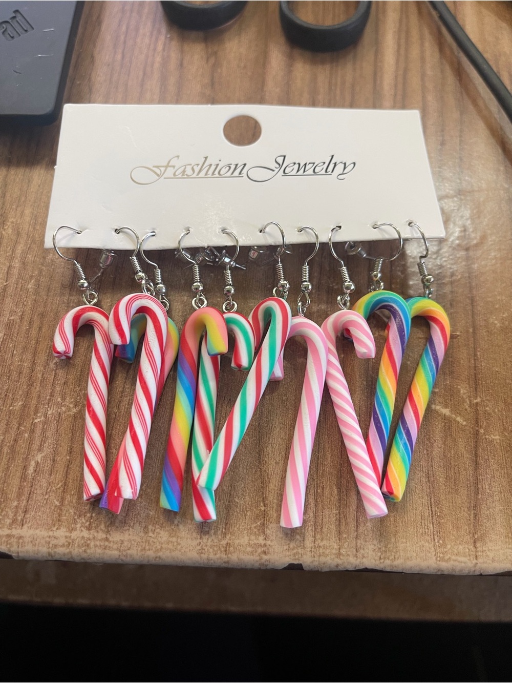 Fashion Jewelry Multicolor Candy Cane Dangle Earrings - 5 pairs